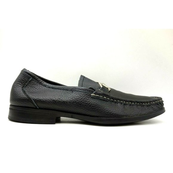 Robert Wayne San Marco Black Leather Horsebit Slip On Loafers Shoes Men\'s 10 D main image 11